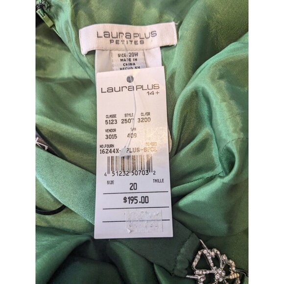 Vintage Y2K Niki Livas NEW Formal Hoco Designer Dress Plus Size 20W Green Satiny - Picture 8 of 9